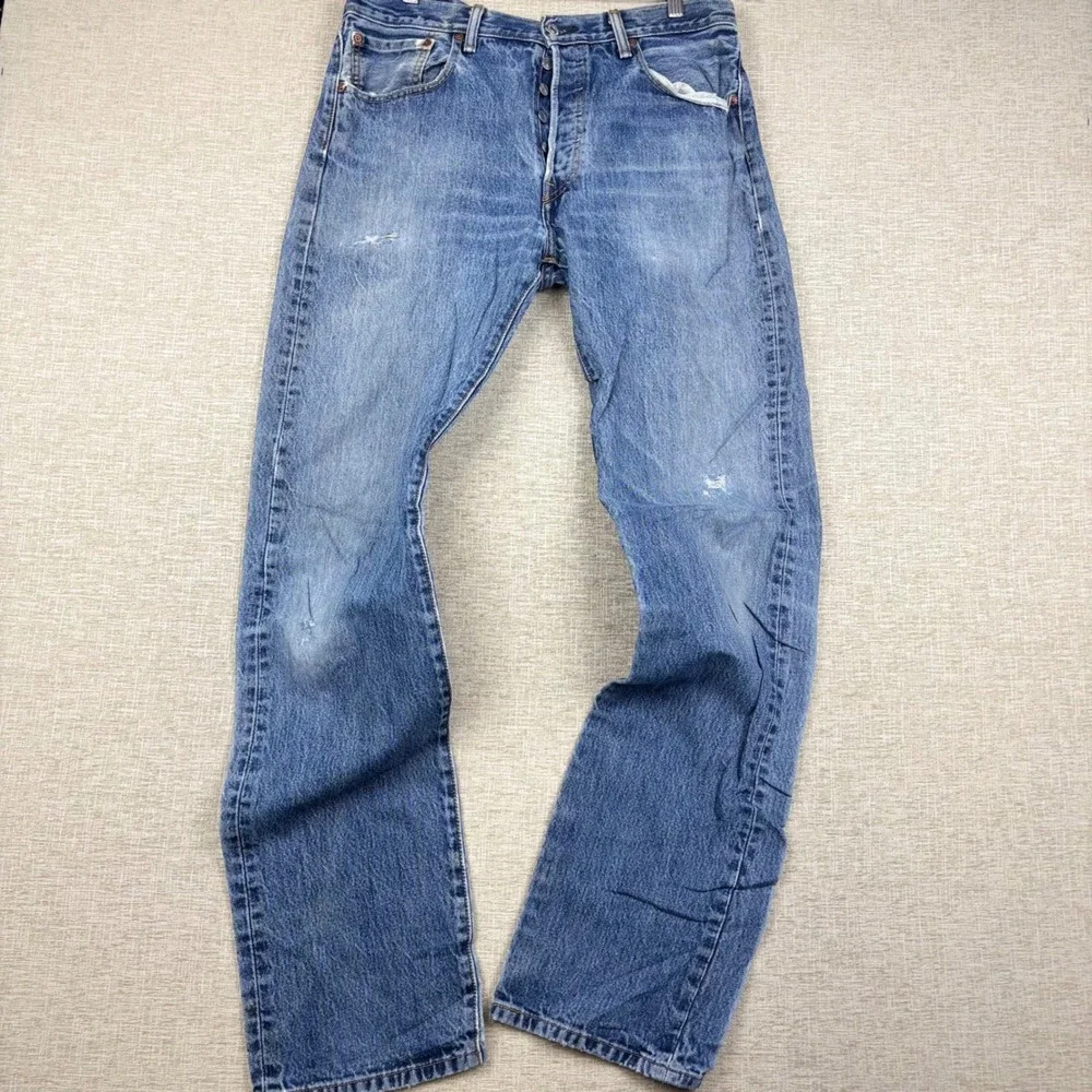 Vintage Levis 501 Mens 34x36 Original Fit Jeans Light Distress Grunge Denim